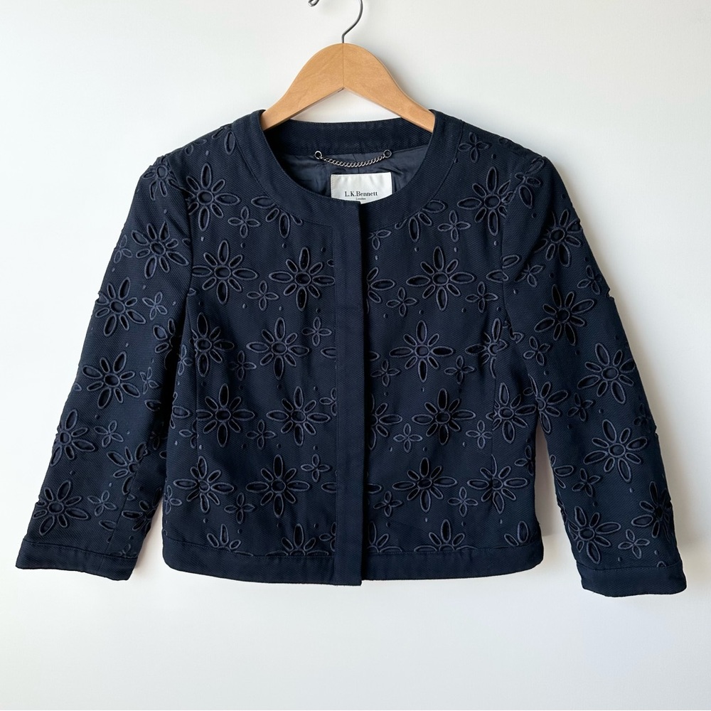 LK Bennett JK Livia Embroidered Eyelet Floral Jacket